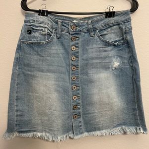 KanCan women’s blue jean distressed skirt